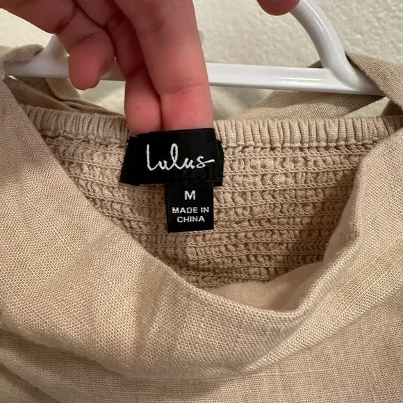 Lulus Double Digits Beige Linen Mini Skirt and halter top set - Picture 3 of 7